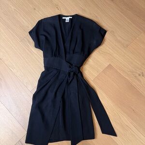 Diane Von Furstenberg Black Faille Origami Wrap Dress 4